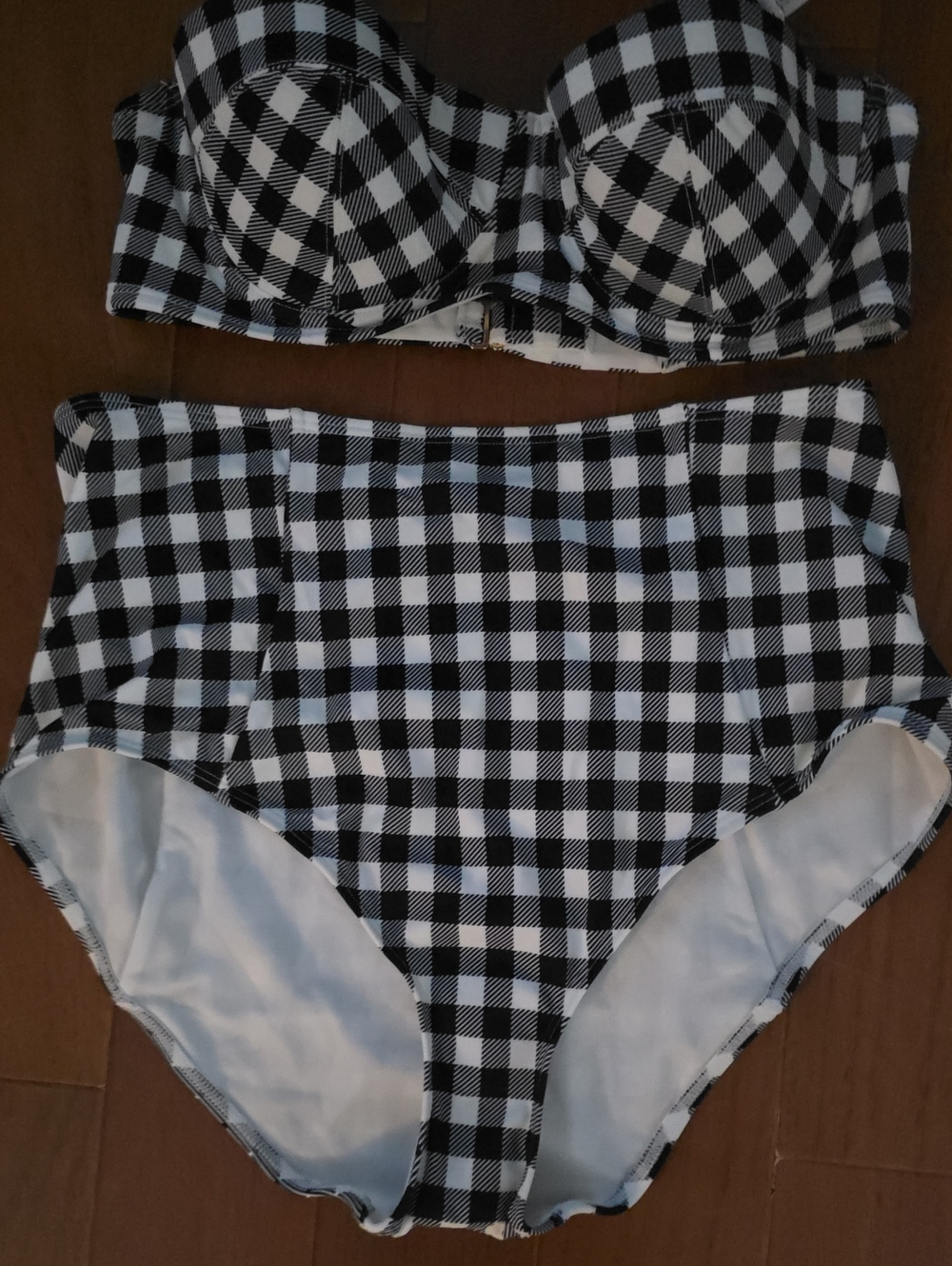 Adore Me Black and White Gingham High-Waist Bikini Set